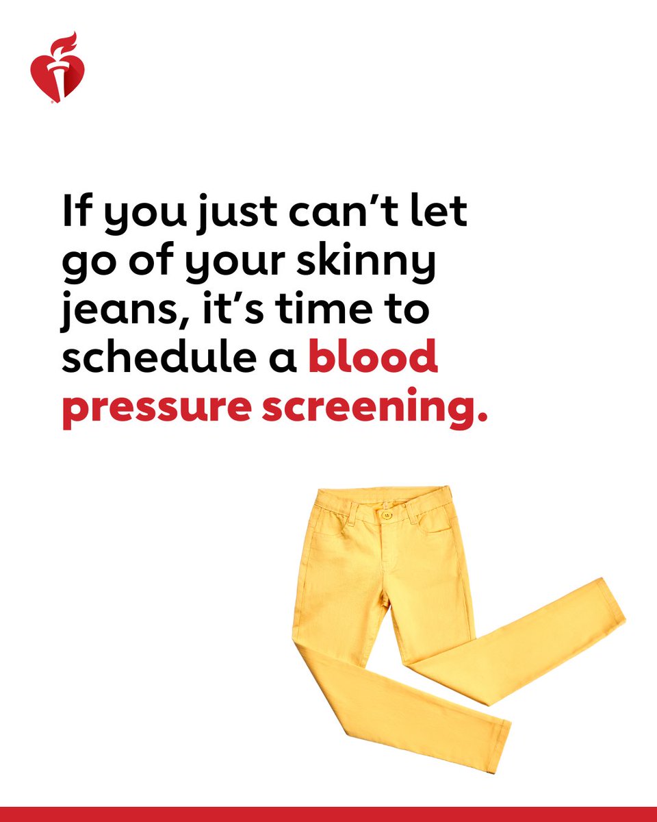 Arteries can stiffen and narrow as we age, making it harder for your heart to pump blood through your veins. Kinda like when your foot gets stuck in your skinny jeans.  

 Keep an eye on your blood pressure to make sure your heart isn’t working too hard. Below 120/80 is ideal.