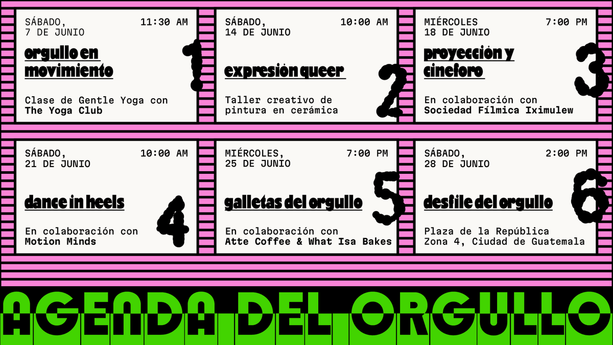 visibles_gt's tweet photo. ¡Se viene el Mes del Orgullo!🏳️‍🌈✨🏳️‍⚧️Nos emociona compartir con ustedes la agenda de actividades que hemos preparado con amor para encontrarnos y seguir construyendo comunidad.

Mantente atentx a nuestras redes para no perderte el registro e información de cada actividad🌈 https://t.co/tJLisVgPCd
