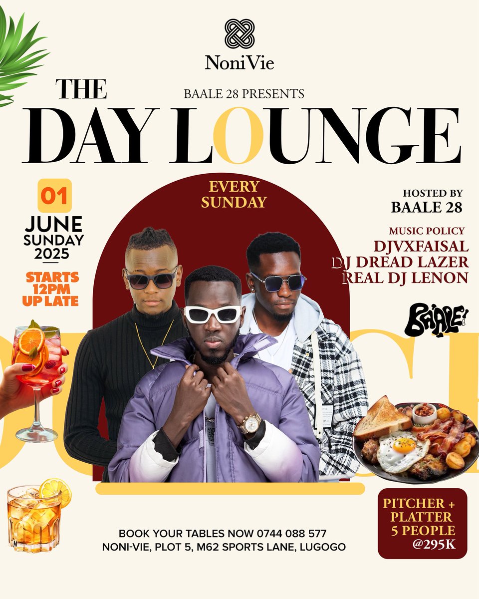Ladies and gentlemen, 
your Sundays are well sorted.☺️

Introducing #TheDayLounge 
📍<a href="/NonivieK/">Nonivie Club & Lounge</a>

Music Policy: 
<a href="/djvxfaisal/">🔻❌djvxfaisal</a> , <a href="/dreadlazerdj/">TheBeast</a> &amp; RDL

From Midday till late🚀🚀