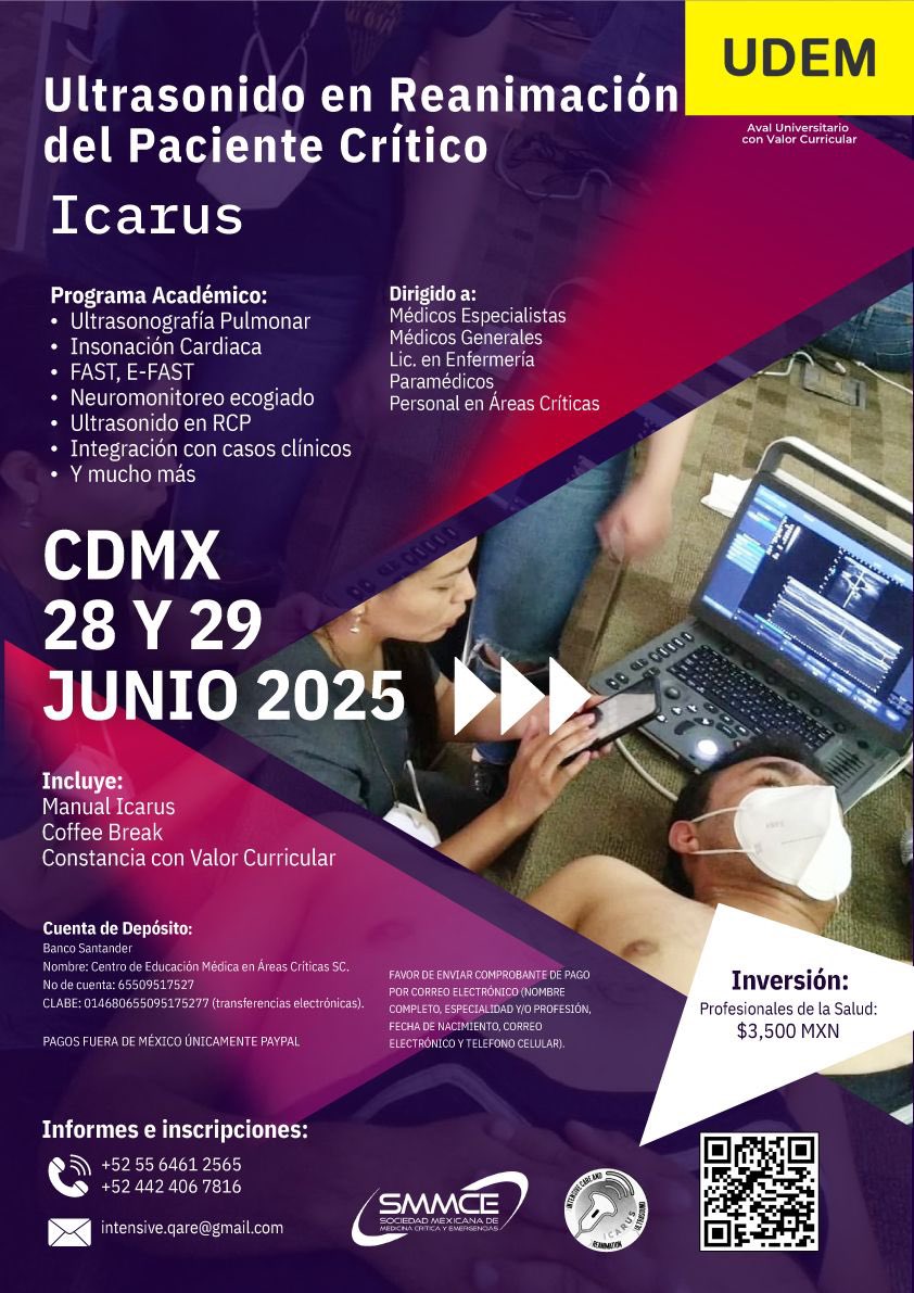 Curso de Ventilación Mecánica #AVENTHo 🫁

Presencial en CdMx 28 y 29 de Junio 🏙️ 

🫁Ventilación Mecánica (para adultos)👨🏻‍⚕️
🫁 Ventilación Mecánica Pediátrica-Neonatal 👶 
🫁 Ventilación Mecánica para Anestesiólogos 💨 

Y Curso de USG en Reanimación y Paciente Crítico #ICARUS