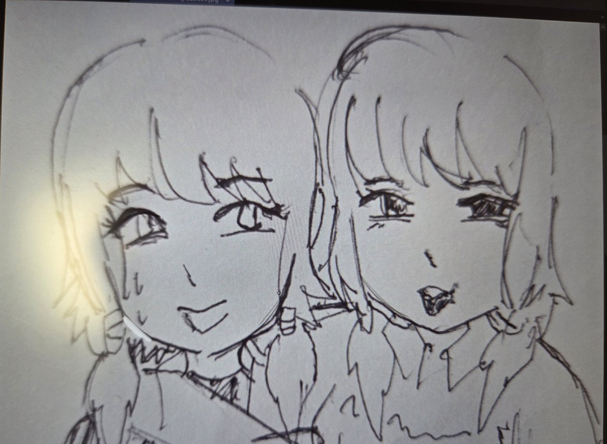 coldlife2317's tweet image. I just finished Twomiko's rough sketch. Twins have always fascinated me, Although it was never confirmed that Fumiko is a twin, haha 😝