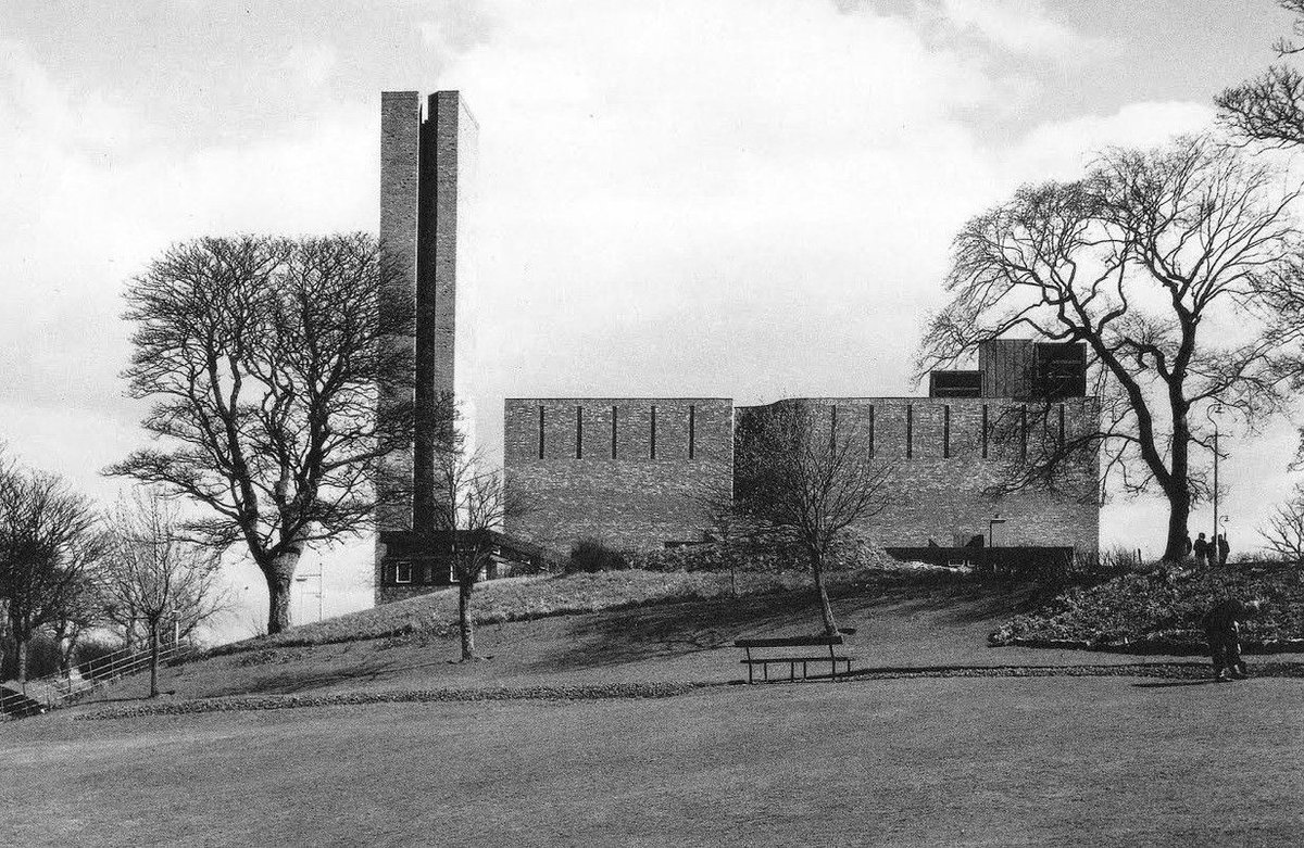 St Bride’s Church in East Kilbride, designed by Gillespie, Kidd and Coia, 1964. The bell tower was removed in 1983.