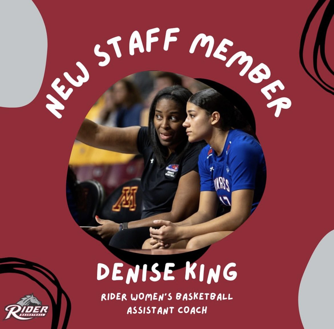 Rider Women’s Basketball (@riderwbb) on Twitter photo Excited to officially welcome <a href="/CoachDking/">Denise King</a> to our Coaching Staff! Big things ahead. #GoBroncs Excited to officially welcome <a href="/CoachDking/">Denise King</a> to our Coaching Staff! Big things ahead. #GoBroncs