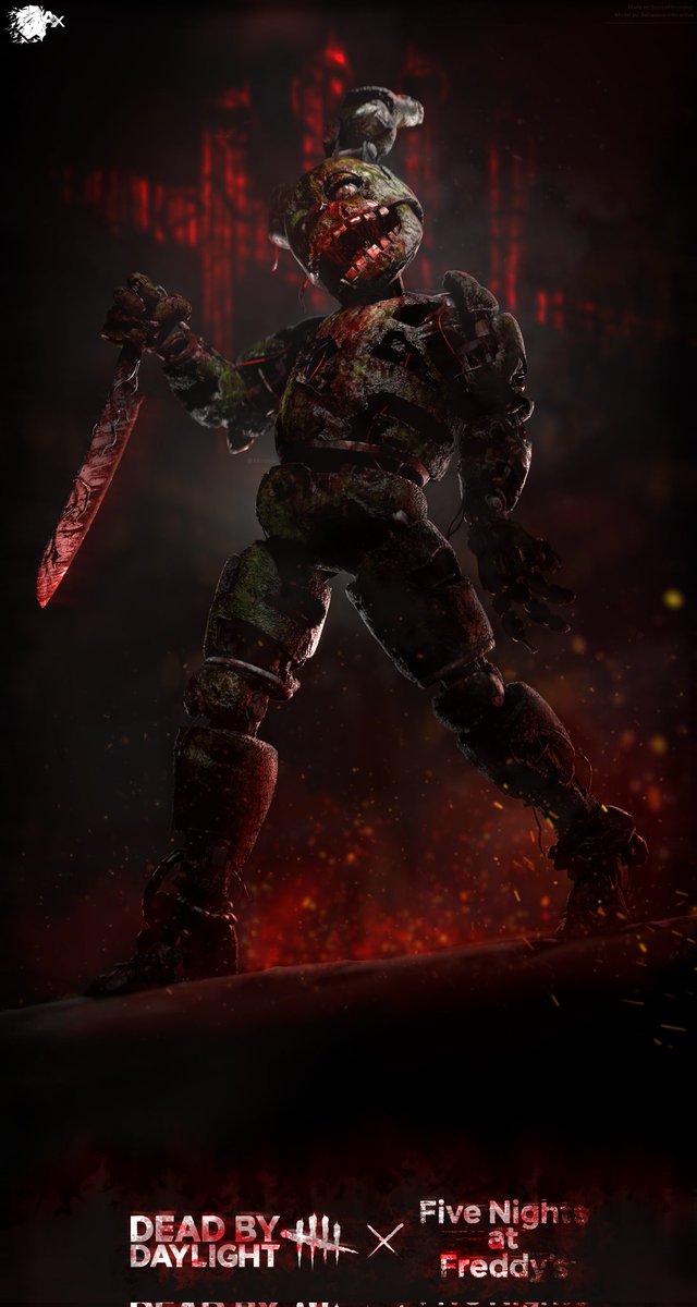 Hello there!
After seeing the first gameplays of Spingtrap in DBD, I fell in love in it!
The design, the animations, the voice lines are so amazing...
So I decided to make a quick poster in SFM
Hope you like it guys!
#FNAFXDBD  #DeadbyDaylight  #FiveNightsAtFreeddys  #springtrap