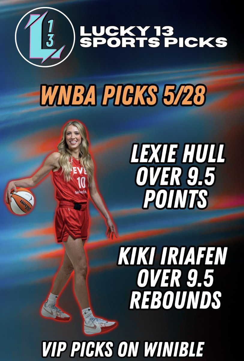 Lucky13Sports's tweet photo. 🏀 WNBA Card 5/28

🟡 Lexie Hull over 9.5 points
🔵 Kiki Iriafen over 9.5 rebounds

Just one game tonight. I have 1 more pick in VIP, link in bio.

❤️ if tailing!