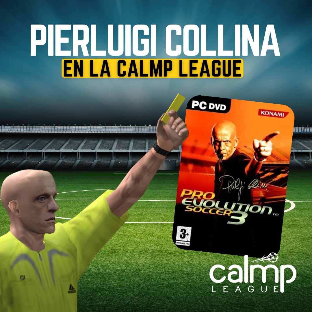 Calmpleague's tweet photo. ¡Pierluigi Collina llega a la CALMP LEAGUE! ⚽

El mítico árbitro italiano quién fue portada de PES 3 y PES 4 hará parte del colegiado arbitral de la liga en su séptima temporada.

Somos la CALMP LEAGUE, pasado, presente y futuro. https://t.co/O0EAhybUBp