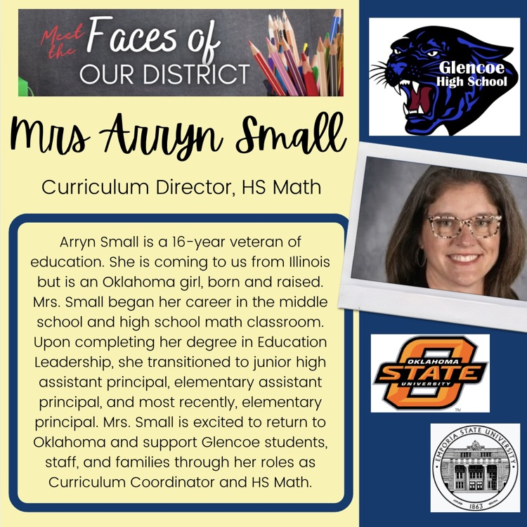 Please join us in welcoming Mrs. Small to Glencoe!
#PantherProud