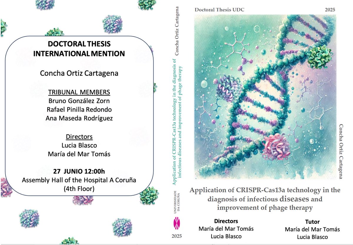 🗣️#DoctoralThesis Congrats 🎉🎉 <a href="/conchoc/">Concha Ortiz</a> #CRISPR #COVID #AMR #PhageTherapy #MicroTM #INIBIC #SomosChuac <a href="/_bgzorn_/">Bruno Gonzalez Zorn</a> <a href="/rafapinilla92/">Rafa Pinilla-Redondo</a> #AnaMaseda #UDC 
Thanks to members of tribunal 👩🏻‍⚖️ 🧑‍⚖️