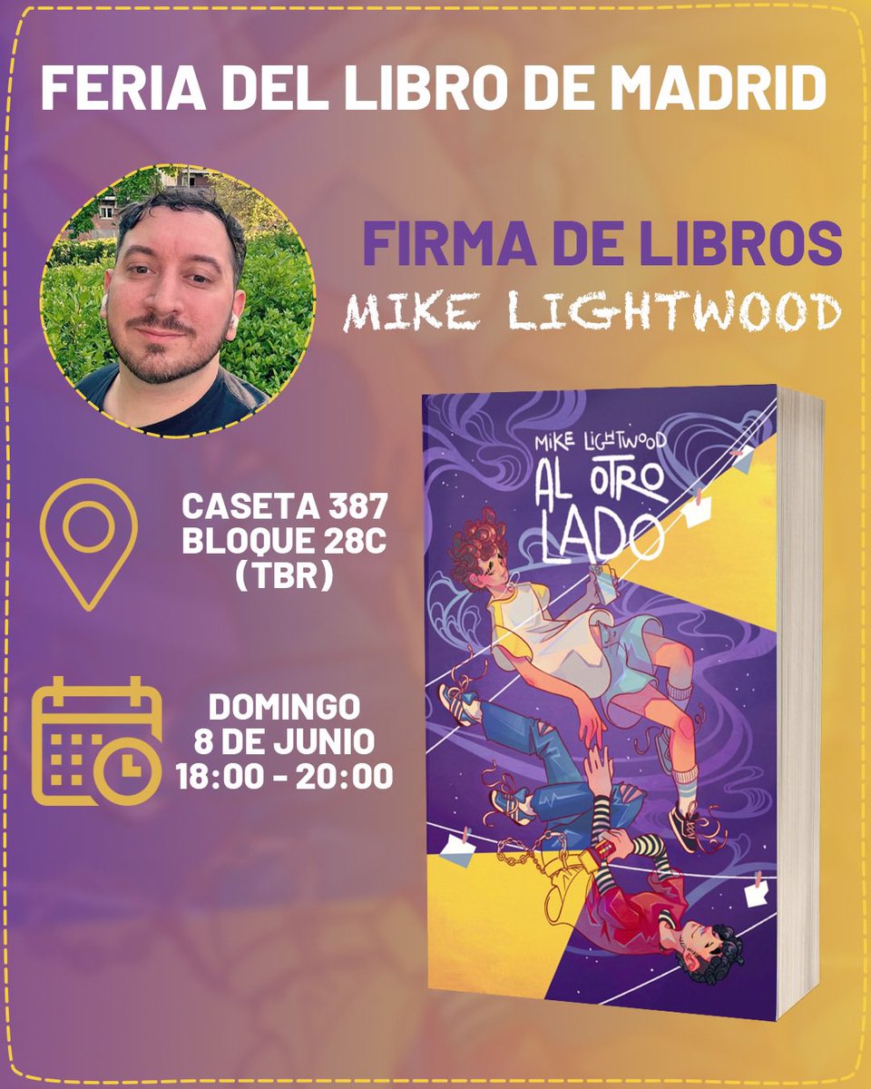 Mike Lightwood 🇵🇸 @mikelightwood.bsky.social (@m_light_books) on Twitter photo La semana que viene estaré firmando en la Feria del Libro de Madrid ❤️ La semana que viene estaré firmando en la Feria del Libro de Madrid ❤️