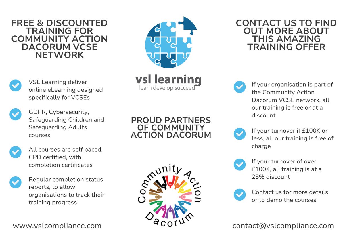 vsl learning (@vsl_learning) on Twitter photo We are delighted to be partnered with Community Action Dacorum and to provide their VCSE network with our paid for training either free of charge or at a significant discount.
Contact us to find out more!
<a href="/Support4Dacorum/">Community Action Dacorum</a> We are delighted to be partnered with Community Action Dacorum and to provide their VCSE network with our paid for training either free of charge or at a significant discount.
Contact us to find out more!
<a href="/Support4Dacorum/">Community Action Dacorum</a>