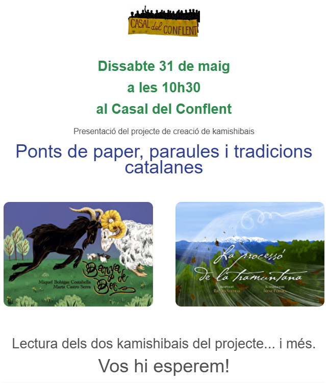 Casal del Conflent (@casalconflent) on Twitter photo Us hi esperem! :-)
Nova presentació de #Kamishibais! El dissabte 31 de maig 2025, al <a href="/CasalConflent/">Casal del Conflent</a> de #PradadeConflent hi serem tots! #Somculturapopular #SomLlengua @Somateneus #Català #CatalunyaNord <a href="/FEEC_cat/">FEEC</a> <a href="/omnium/">Òmnium Cultural</a> <a href="/llenguacat/">Plataforma per la Llengua 📢</a> <a href="/AteneusCat/">Federació d'Ateneus de Catalunya</a> <a href="/Cat_Nord/">Catalunya Nord</a> <a href="/Canigo_Conflent/">Destination Conflent Canigó</a> <a href="/NewsNeus/">Neus Lorenzo</a> Us hi esperem! :-)
Nova presentació de #Kamishibais! El dissabte 31 de maig 2025, al <a href="/CasalConflent/">Casal del Conflent</a> de #PradadeConflent hi serem tots! #Somculturapopular #SomLlengua @Somateneus #Català #CatalunyaNord <a href="/FEEC_cat/">FEEC</a> <a href="/omnium/">Òmnium Cultural</a> <a href="/llenguacat/">Plataforma per la Llengua 📢</a> <a href="/AteneusCat/">Federació d'Ateneus de Catalunya</a> <a href="/Cat_Nord/">Catalunya Nord</a> <a href="/Canigo_Conflent/">Destination Conflent Canigó</a> <a href="/NewsNeus/">Neus Lorenzo</a>