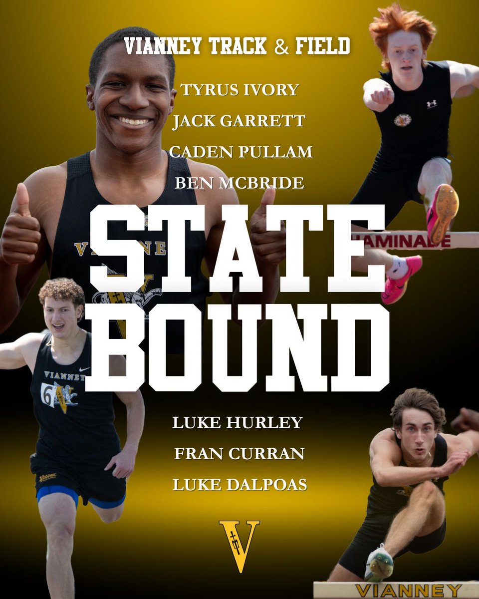 vianneygriffins's tweet photo. Cheer on these Griffins Friday and Saturday at the Class 4 State Tournament meet!

110m Hurdles: Fran Curran

300m Hurdles: Luke Hurley and Jack Garrett

Pole Vault: Luke Dalpoas

4x400m Relay: Tyrus Ivory, Caden Pullam, Ben McBride and Jack Garrett

#BeAGriffin | #STL https://t.co/aZFnLozKFl