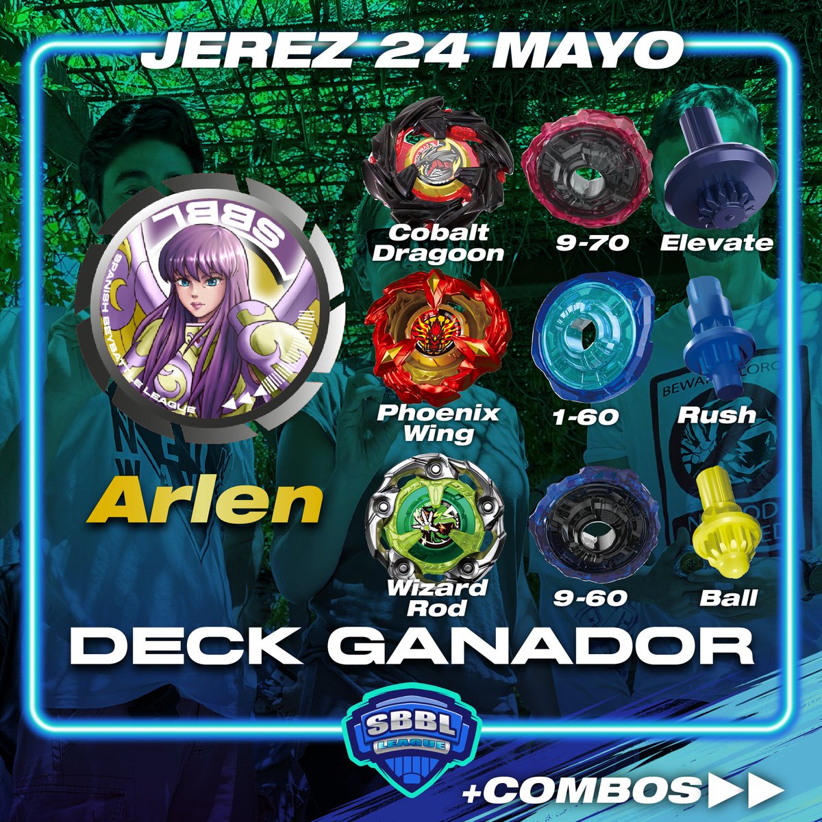 SBBLOficial's tweet photo. ¡Podio del torneo del 24 de mayo en Jerez!

📍Parque Jardín Escénico "El Altillo"

🥇 Arlen
🥈Ghlimk
🥉xStuck

#SBBL #BeybladeX #BeybladeEspaña #beyblade #beybladetournament #ベイブレードx https://t.co/TRg9NyQnkK