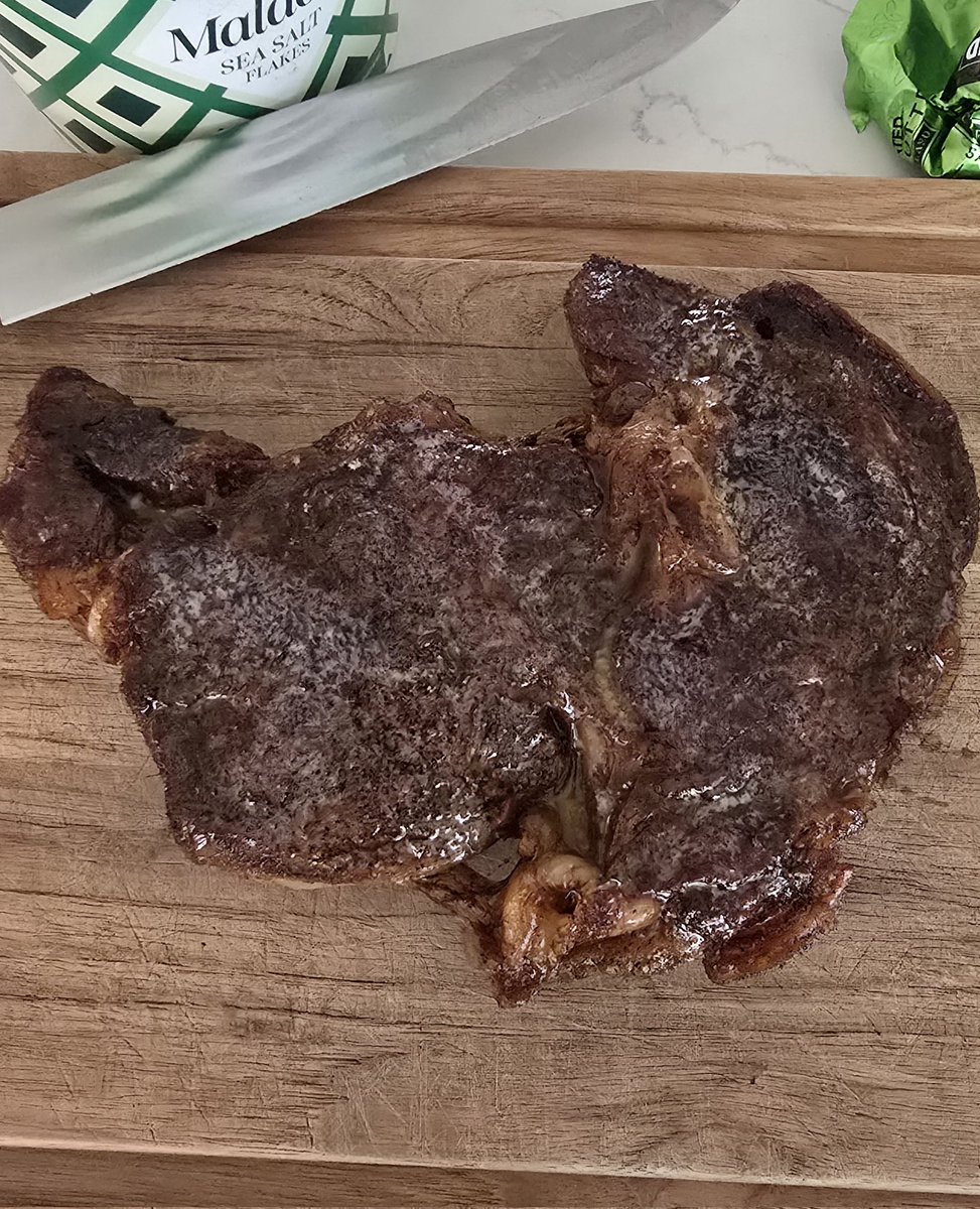 Enjoying more black angus ribeye on sale this week and staying with the reverse sear. 

Baked to 120 internal again today, but this time finished in the cast iron skillet with beef bacon fat.