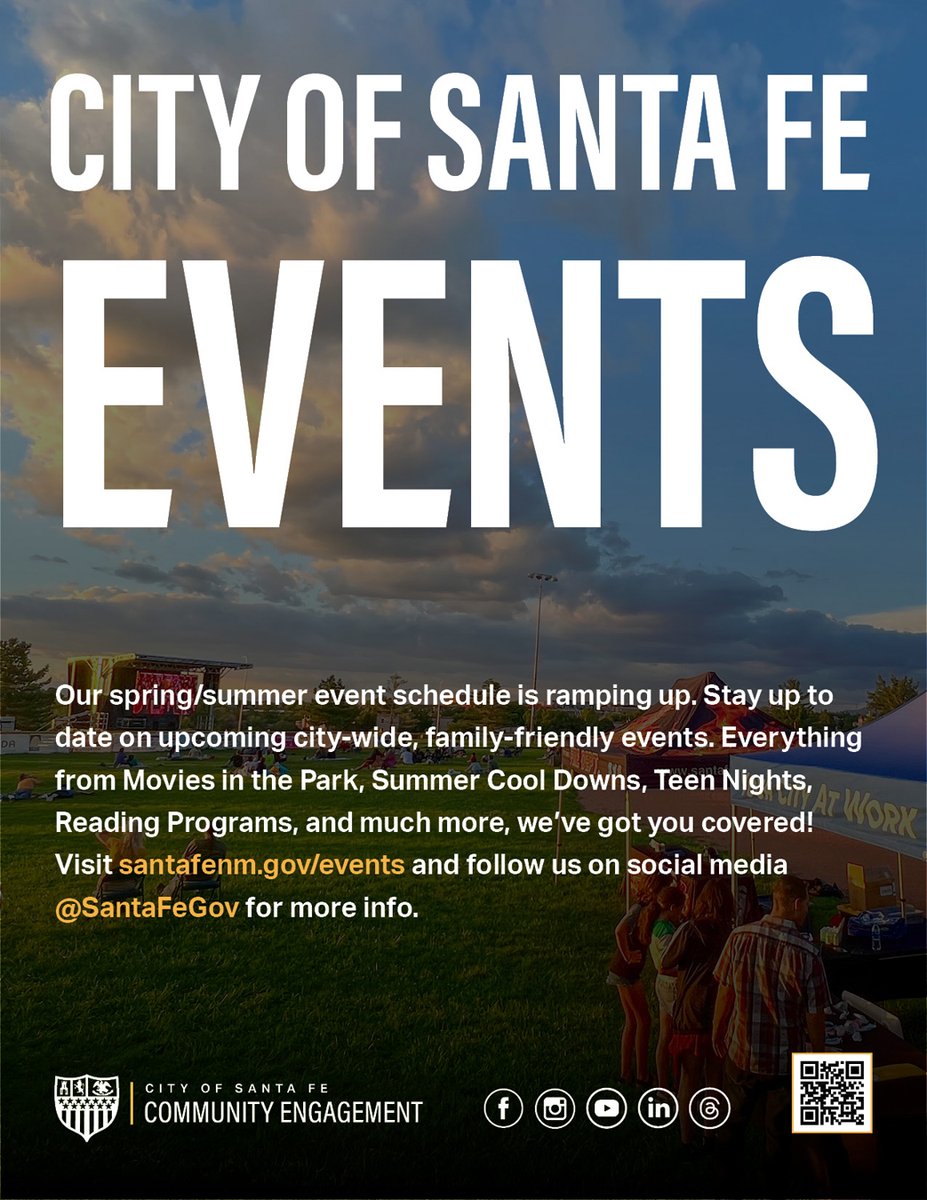 🎉 Santa Fe Summer Events Are Just Around the Corner!
Our summer schedule is heating up with free, family-friendly events all across the city. 

📅 Check out the latest event listings at bit.ly/3DLAlIn 
✨ Full summer lineup coming soon!

#SantaFe