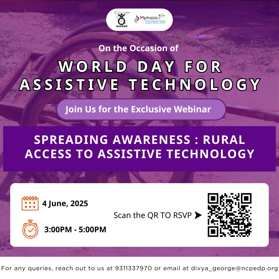 Access to assistive technology can make a world of difference—but awareness is the first step. Join us for an interactive awareness session where experts and participants will explore how assistive technology impacts daily life in rural India. The webinar will feature real-life