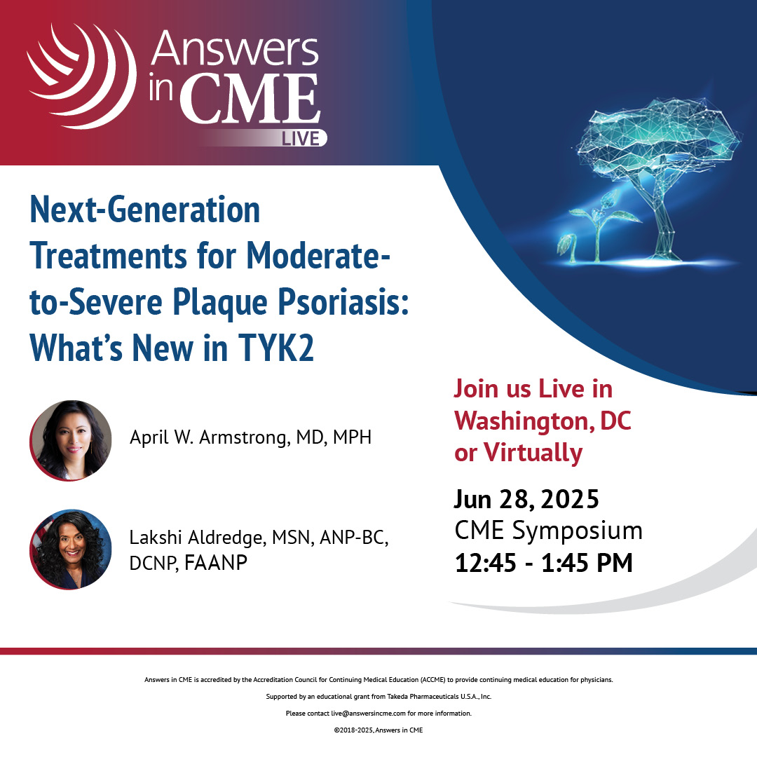 AnswersinCME's tweet image. Join us live in DC at #DermPA📍as our experts discuss how next-generation TYK2 inhibitors are reshaping plaque #psoriasis care.✨From science to practice, gain insights on emerging therapies and their role in personalized treatment.
👉 bit.ly/45Bm4t4

 #AnswersInCMELive
