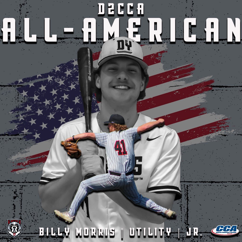 The awards keep rolling in for Billy Morris! Billy was named ABCA/Rawlings East First Team All-Region and D2CCA All-American Third Team. Congrats, Billy! 🐶⚾️ #GoSaints #FeedTheDawgs