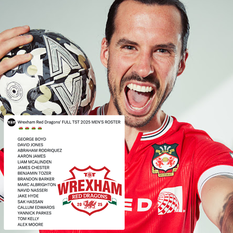 Wrexham_AFC's tweet photo. Introducing your Wrexham Red Dragons for @TST7v7 2025 🇺🇸

🔴⚪ #WxmAFC