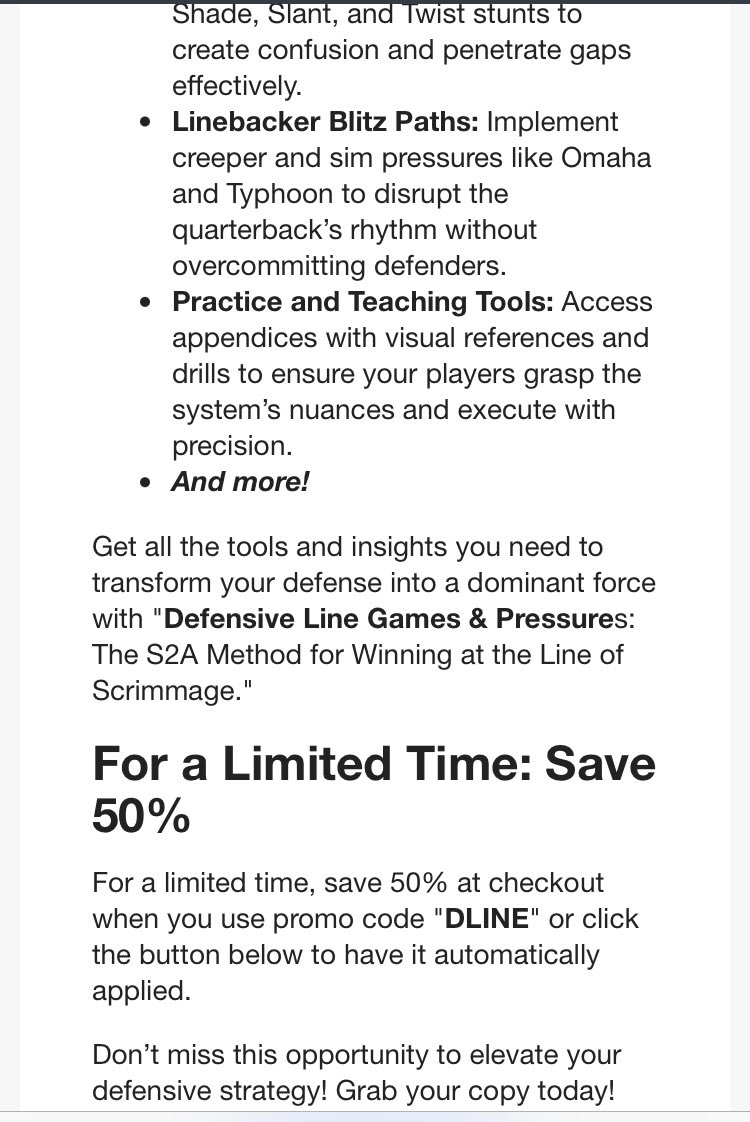 Coach Hargitt (@coachhargitt) on Twitter photo NEW Book ๐ Release โ๏ธโ๏ธโ๏ธโ๏ธโ๏ธ
The <a href="/S2ASystem/">Surface to Air System</a> has released our long awaited DLine Games & Pressures Manual
Grab yours at 5๏ธโฃ0๏ธโฃ% OFF here ๐๐๐
richhargittfootball.com/products/defenโฆ NEW Book ๐ Release โ๏ธโ๏ธโ๏ธโ๏ธโ๏ธ
The <a href="/S2ASystem/">Surface to Air System</a> has released our long awaited DLine Games & Pressures Manual
Grab yours at 5๏ธโฃ0๏ธโฃ% OFF here ๐๐๐
richhargittfootball.com/products/defenโฆ