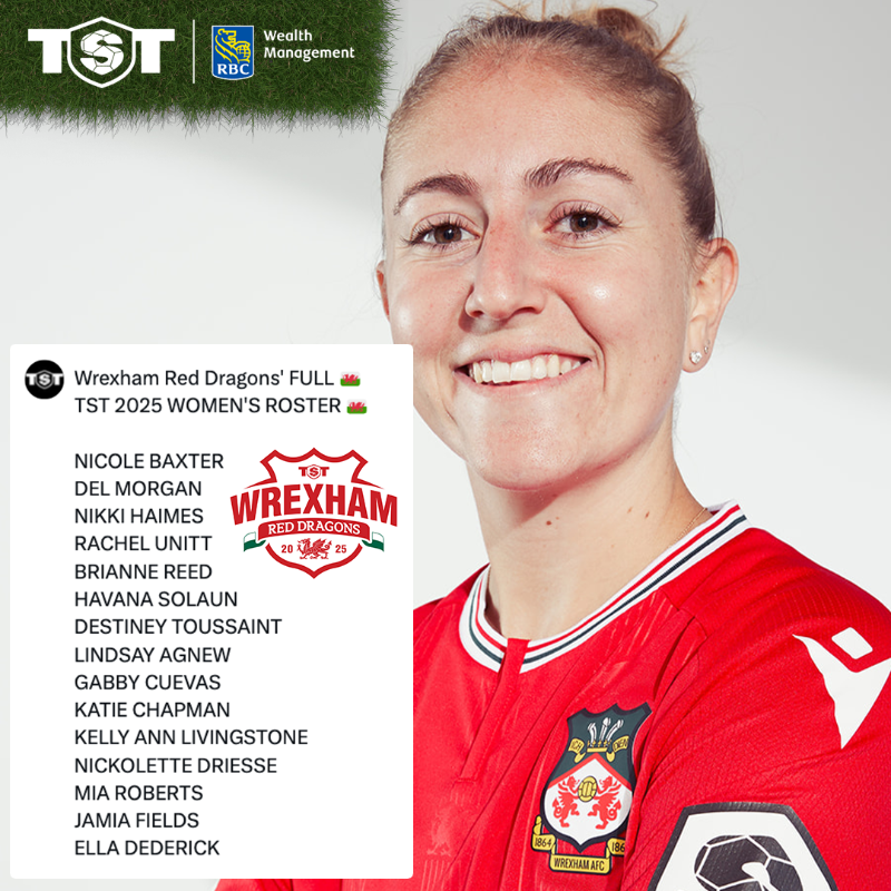 Wrexham_AFC's tweet photo. Introducing your Wrexham Red Dragons for @TST7v7 2025 🇺🇸

🔴⚪ #WxmAFC