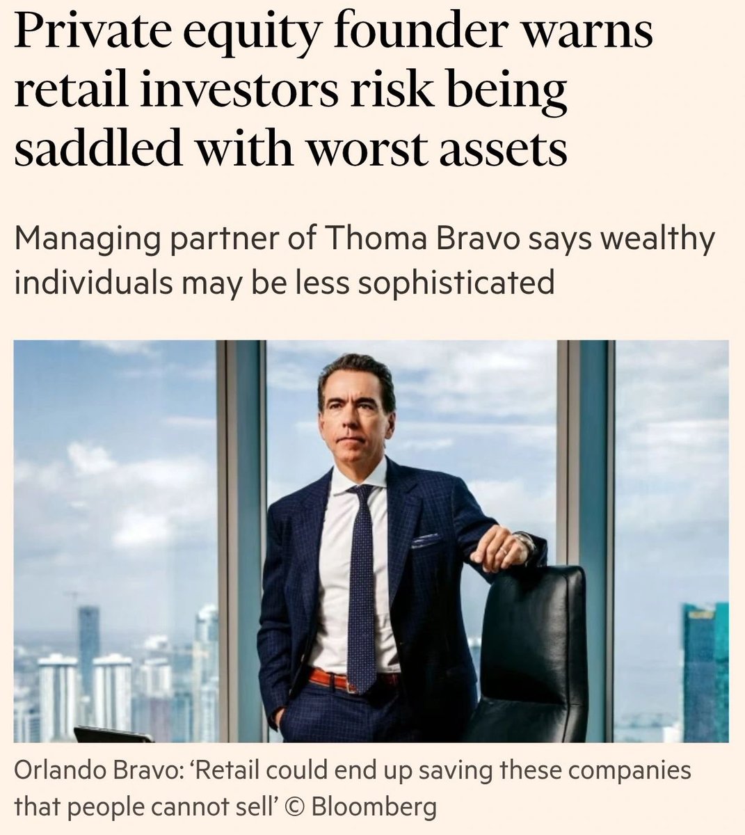 Lo del ciclo del Private Equity en Europa y América está siendo una locura. 

Mucho cuidado con las rentabilidades teóricas de sus escenarios y el riesgo de empufada a los retail.

ft.com/content/ee3038…