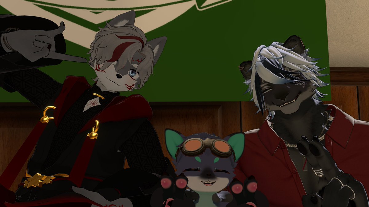 hetareLION3's tweet photo. kemocafeその2
barのオーナーさんの影虎さんともお会いすることができました!
イケメンアバター二人組で写真撮影会みたいなことになって面白かったー!
絵をリポストしていただいていたので、お礼とご挨拶できてよかったです!
#kemocafe https://t.co/mlmarCA5O9