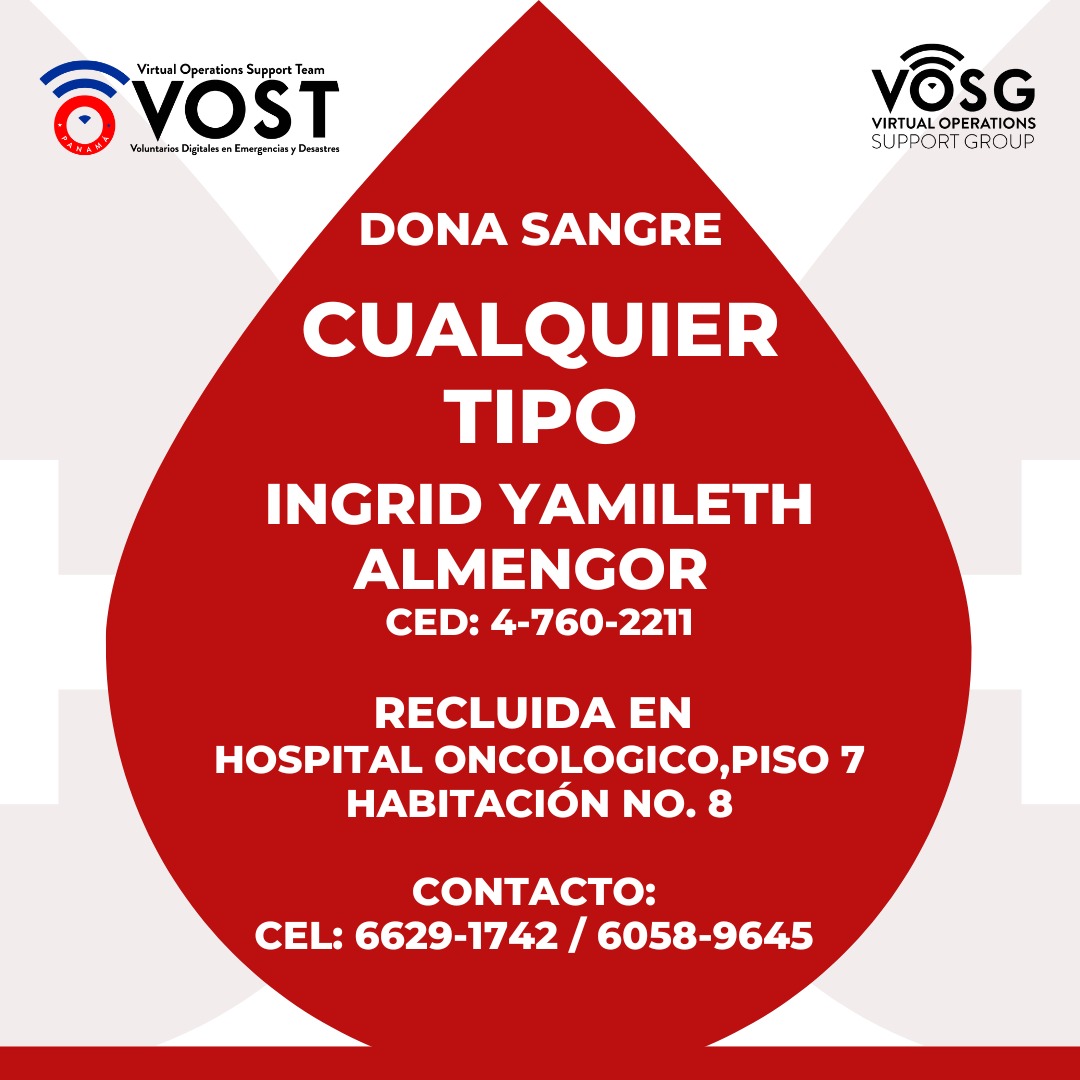 "Alguien vive, cuando Alguien da" pedimos apoyo para la joven Ingrid Yamileth Almengor, recluida en el <a href="/ioncologico/">Instituto Oncológico</a> #DonaSangre <a href="/SOS_PTY/">Emergencias Panamá</a> <a href="/ManuelNunezN/">Manuel Núñez® </a>
