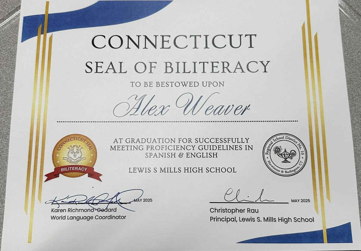Alex “Scoot” Weaver (@alex_weaver5) on Twitter photo Proud to receive a Seal of Biliteracy!
<a href="/KENTct_FB/">Kent Football</a> <a href="/Coach_BenMartin/">Ben Martin</a> <a href="/CoachWFox/">Will Fox</a> <a href="/CoachNixon_Cuse/">Jeff Nixon</a> <a href="/UMassCoachJake/">Mike Bajakian</a> <a href="/CoachPTracy/">Pryce Tracy</a> <a href="/ScoutingNE/">Coach Silva</a> <a href="/PRZNewEngland/">Prep Redzone New England</a> <a href="/BrianPhillips13/">Brian Phillips</a> <a href="/DemetricDWarren/">Demetric D. Warren</a> Proud to receive a Seal of Biliteracy!
<a href="/KENTct_FB/">Kent Football</a> <a href="/Coach_BenMartin/">Ben Martin</a> <a href="/CoachWFox/">Will Fox</a> <a href="/CoachNixon_Cuse/">Jeff Nixon</a> <a href="/UMassCoachJake/">Mike Bajakian</a> <a href="/CoachPTracy/">Pryce Tracy</a> <a href="/ScoutingNE/">Coach Silva</a> <a href="/PRZNewEngland/">Prep Redzone New England</a> <a href="/BrianPhillips13/">Brian Phillips</a> <a href="/DemetricDWarren/">Demetric D. Warren</a>