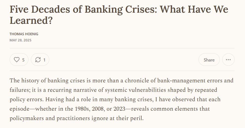 Five Decades of Banking Crises: What Have We Learned? New by <a href="/tom_hoenig/">Tom Hoenig</a>.