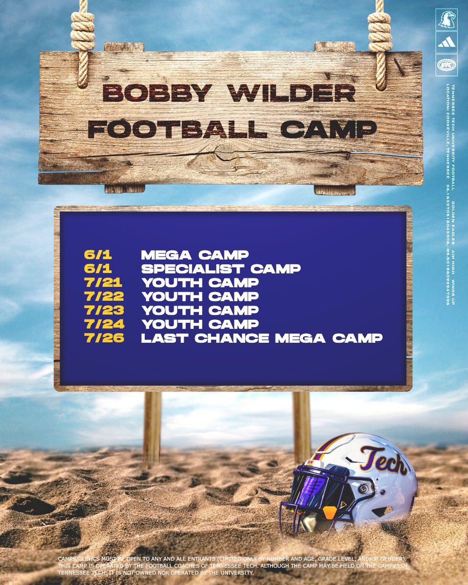 Darron Paschal Jr. (DP) M.O.L (@coachpaschal_) on Twitter photo 🚨It’s almost thst time🚨
Best opportunity to get a spot/offer from <a href="/TNTechFootball/">TTU Football</a> is coming up this Sunday #AimHigh #Wingsup 🦅
Pre registration is below ⬇️
…bbywilderfootballcamps.totalcamps.com/About%20Us 🚨It’s almost thst time🚨
Best opportunity to get a spot/offer from <a href="/TNTechFootball/">TTU Football</a> is coming up this Sunday #AimHigh #Wingsup 🦅
Pre registration is below ⬇️
…bbywilderfootballcamps.totalcamps.com/About%20Us