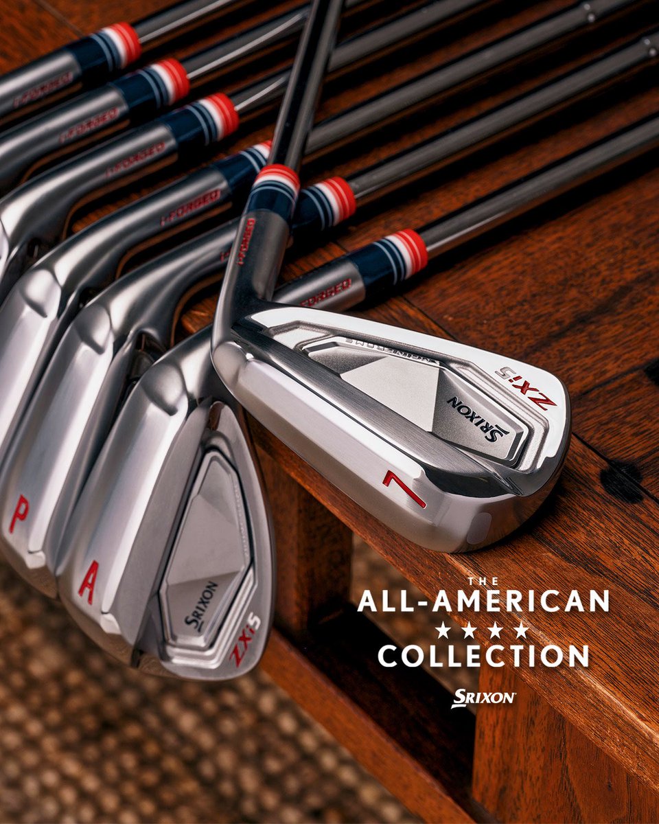 SrixonGolf's tweet photo. BROAD STRIPES. BRIGHT STARS 🇺🇸
The Limited-edition All-American Irons are HERE! Crafted in red, white, and blue, every detail built to honor America. 

Check out the details 👉https://t.co/v9eiVtypax https://t.co/4BXCTlZ0zp