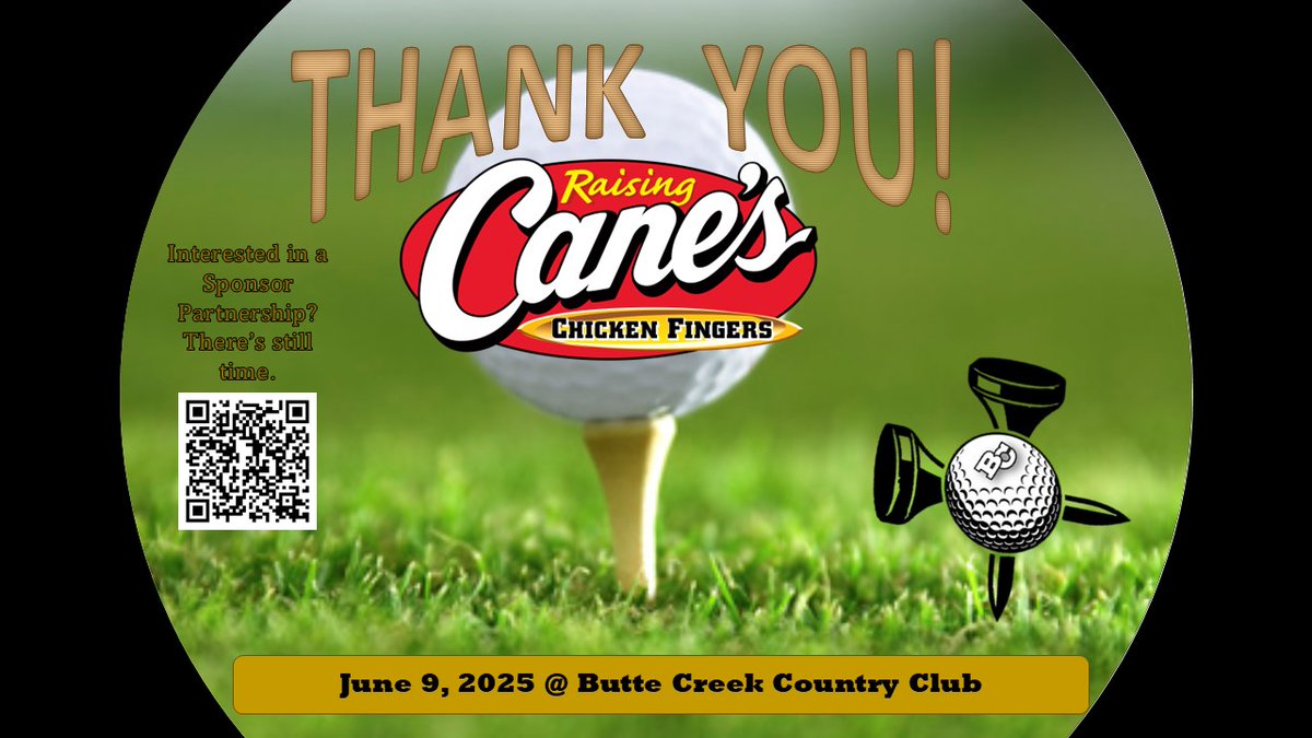 ButteFootball's tweet image. Thank You Raising Cane's Chico for partnering with us for our Summer Scramble as a Swag/Raffle Basket Sponsor at Butte Creek Country Club on June 9, 2025.
Interested in Becoming a 2025 Program Sponsor? Hit the QR Code in the graphic, Or this link charitygolftoday.com/event?e=18463&… #BCPride