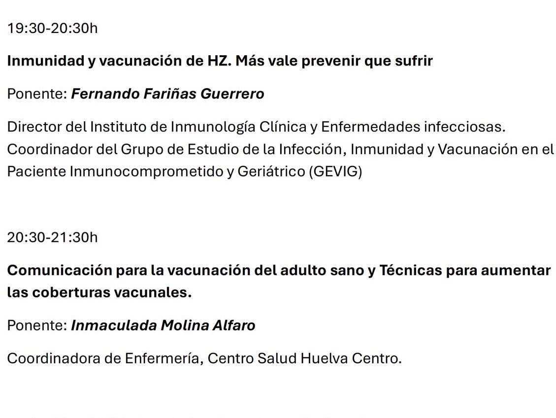 🥼La Coordinadora de #enfermeria de la @ugchuelvacentro participó ayer junto a @ffarinas2022 en La Reunión Interáreas Buenas Prácticas de Vacunación.
💉 @inma_molina_alfaro expuso cómo gestionar los retos en #vacunación y superar las barreras.