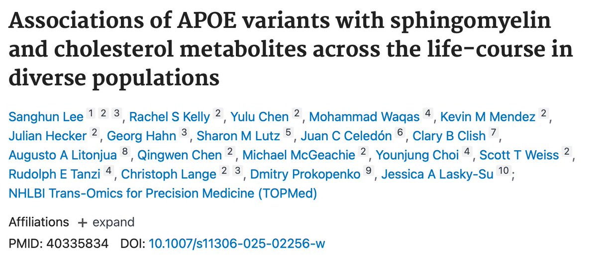 McCance Center for Brain Health at MGH (@mghbrainhealth) on Twitter photo New study by McCance-affiliated authors explores APOE variants’ association with cholesterol and lipid metabolites using five diverse cohorts that span infancy through adulthood. Learn more: pubmed.ncbi.nlm.nih.gov/40335834/ <a href="/RudyTanzi/">Dr. Rudy Tanzi</a> <a href="/MGBResearchNews/">Mass General Brigham Research</a> New study by McCance-affiliated authors explores APOE variants’ association with cholesterol and lipid metabolites using five diverse cohorts that span infancy through adulthood. Learn more: pubmed.ncbi.nlm.nih.gov/40335834/ <a href="/RudyTanzi/">Dr. Rudy Tanzi</a> <a href="/MGBResearchNews/">Mass General Brigham Research</a>
