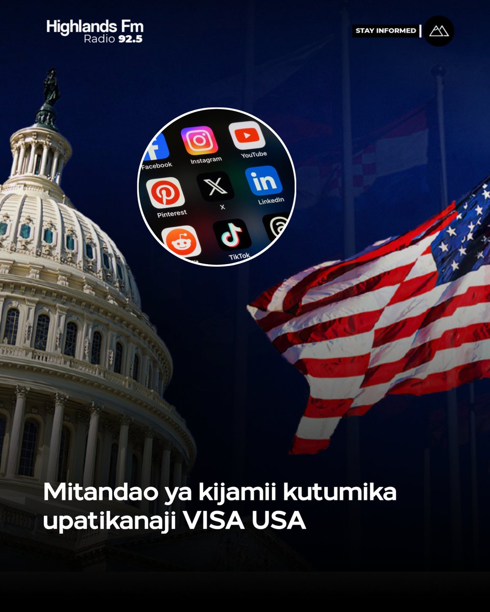 HFMTanzania's tweet photo. Serikali ya Donald Trump imekuja na sera mpya ambayo itahusisha mitandao ya kijamii kwenye Upatikanaji wa Visa ya kwenda kusoma Marekani

Sera hiyo ambayo imetangazwa hii leo imewekwa kwa wanafunzi ambao wanataka Visa kwaajili ya kwenda kusoma Marekani https://t.co/seOu6tnecn https://t.co/cgLhS7QtJO