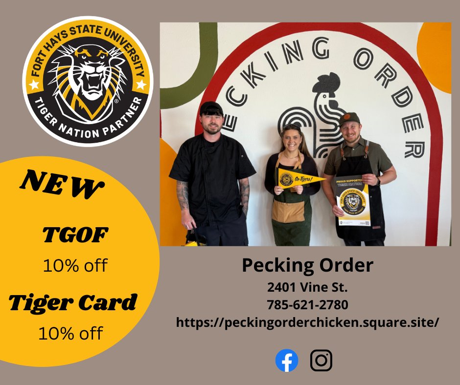 Stop by Pecking Order and sink your teeth into some seriously delicious chicken from this locally owned favorite!

Proud to welcome Pecking Order to Tiger Nation!