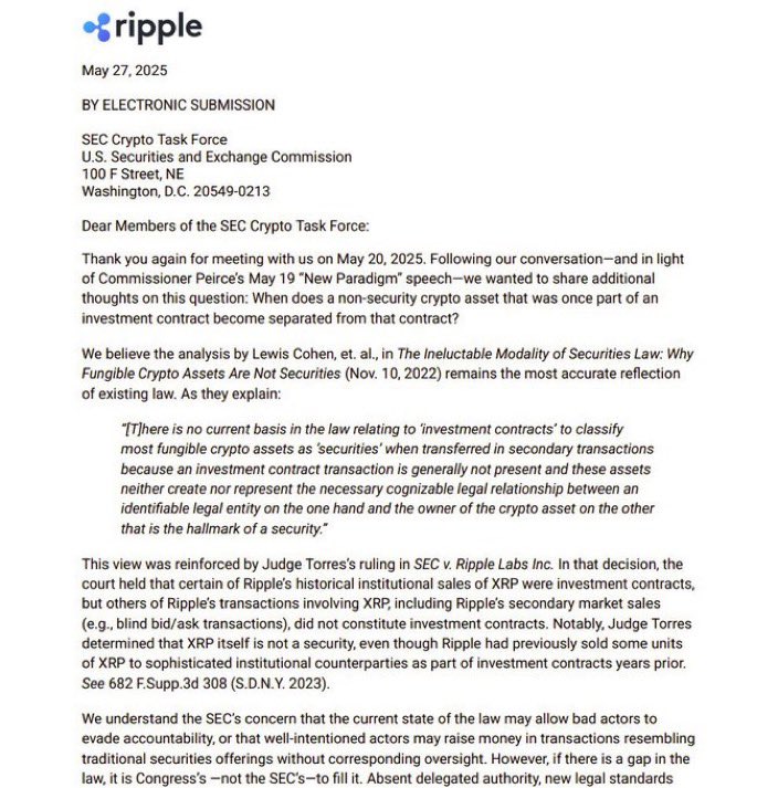 RippleXrpie's tweet photo. 🚨BREAKING: @Ripple has submitted an additional letter to the SEC, addressing a crucial question about when a token should lose its security label! 

💥BULLISH FOR #XRP 💥 https://t.co/b5qD9MHivw
