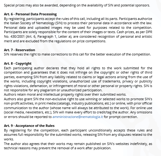 NemArt Competition - The Beauty of Nematodes📌🪱🎦📸📽️🎞️📻
To disseminate knowledge about nematodes using various forms of art from audiovisual media to sculptures, photography, songs, fairy tales, etc. Participation is free. Deadline is August 19, 2025.