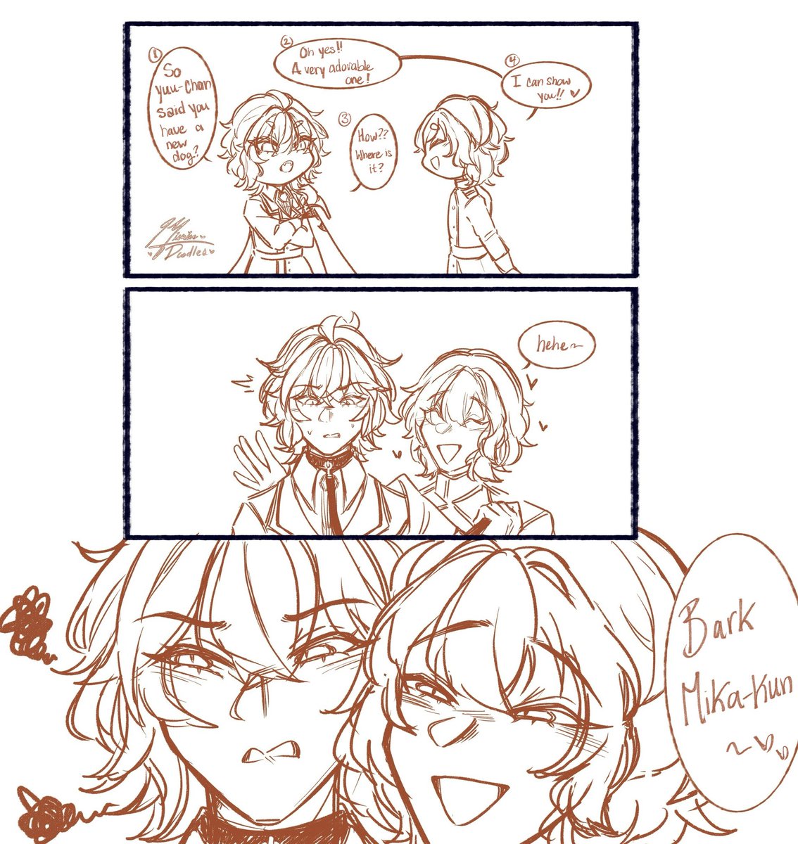 mimindoodles's tweet image. For @1hundredknght ,
Ren you’re not getting color bc you made me do a comic panel 🤨
Enjoy your yoimika bark meme 💕
#yoimika #ons #OwariNoSeraph