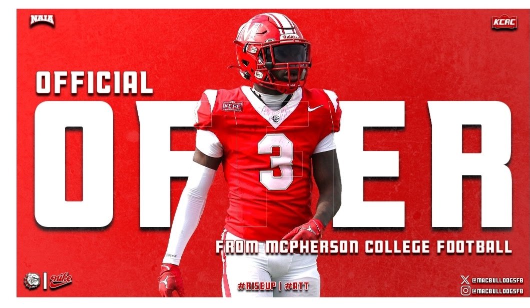 #AGTG im blessed to receive my very first offer from <a href="/MACBulldogsFB/">McPherson Football</a> <a href="/CoachJFisc/">Coach Fiscus</a> <a href="/Coach_E_Cano/">Coach Edward Cano</a> <a href="/Coach_Fama/">Coach Famaligi</a>