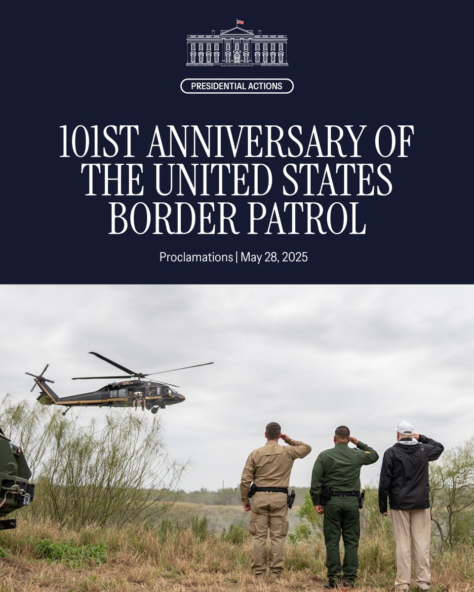 The White House (@whitehouse) on Twitter photo President Trump honors 101 years of the U.S. Border Patrol 💪 🇺🇸
While <a href="/POTUS/">President Donald J. Trump</a> is ensuring our border is more secure than ever before, every day, Border Patrol agents selflessly risk their lives to keep America safe. On this anniversary, we honor every agent for their service. President Trump honors 101 years of the U.S. Border Patrol 💪 🇺🇸
While <a href="/POTUS/">President Donald J. Trump</a> is ensuring our border is more secure than ever before, every day, Border Patrol agents selflessly risk their lives to keep America safe. On this anniversary, we honor every agent for their service.