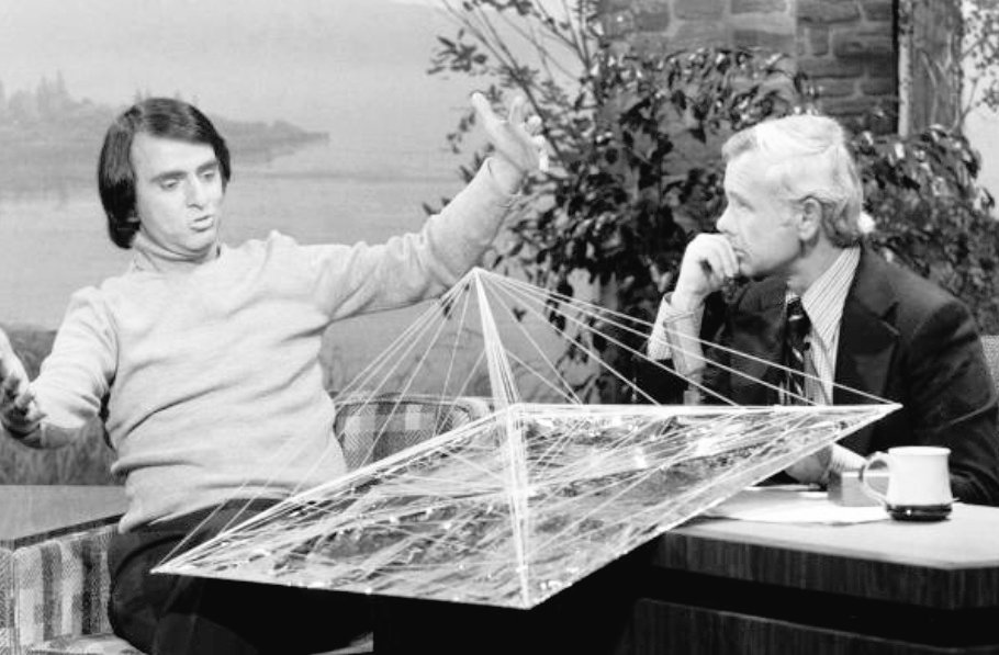 37Lemons's tweet image. FTM Carl Sagan talking nonsense with two other women:
Johnny Carson & the Dalai Lama