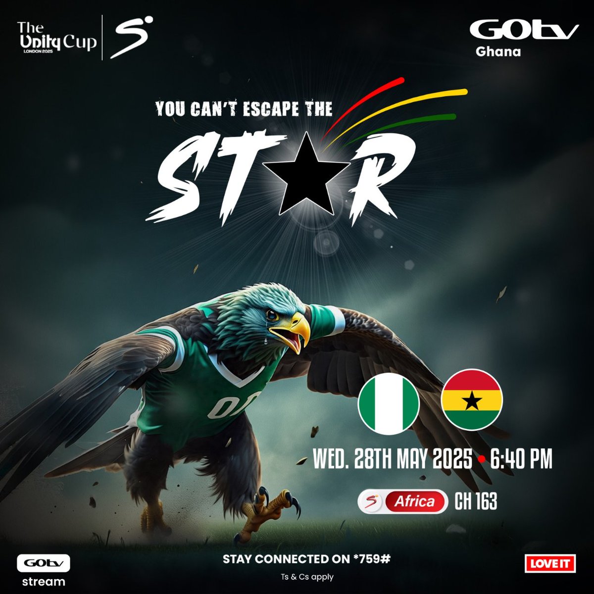 observetheart's tweet photo. Football fans Ghana takes on Nigeria this Wed 28 May at 6:40 PM Catch it live on DStv SuperSport #TheUnityCupxDstv https://t.co/aWSXh4QRS6