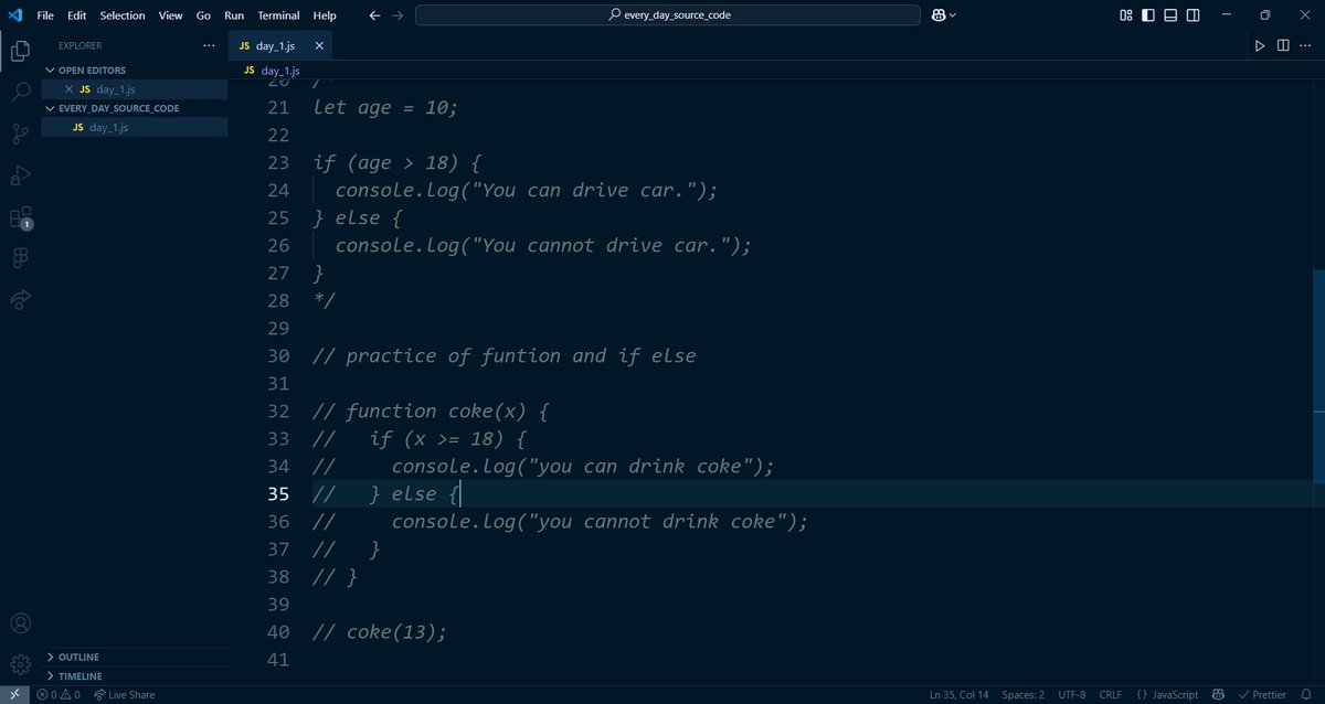 code_with_cigar's tweet photo. I was caught up in a major family issue for the past few days, so I couldn’t give any updates. I've renamed the #365daysofcoding challenge to a 14 Days JS Challenge. I've posted today’s source code on GitHub. https://t.co/L37mvcQ9Nn