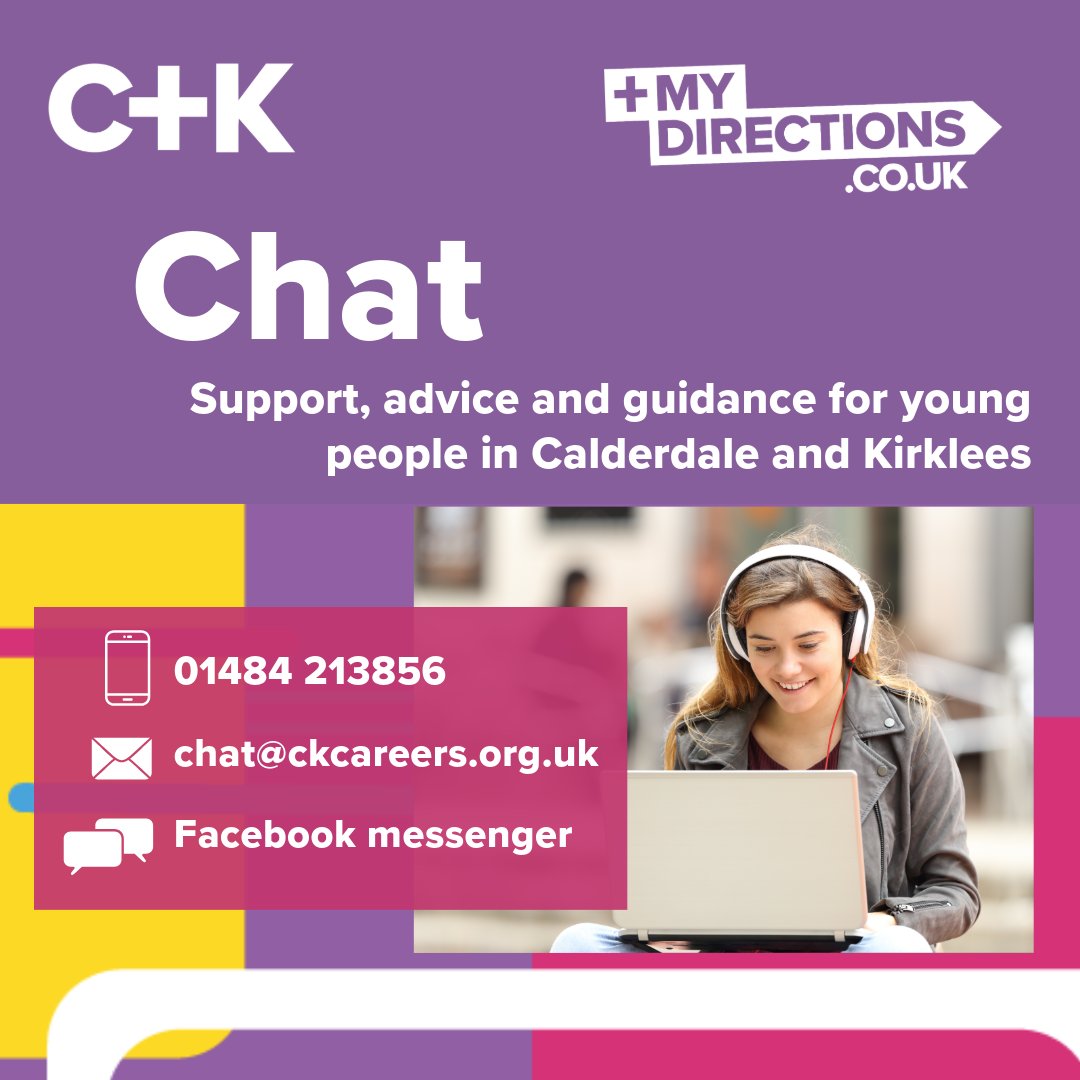 If you're thinking about your future options, wanting to change your plans, or need help to get the job, apprenticeship or course you want, get in touch.

Call the C+K Chat team on 01484 213856, Monday to Friday, 10am-4pm.

#careers #Calderdale #Kirklees
