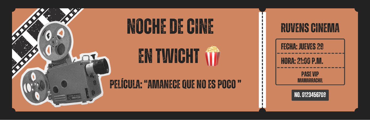 ¡NOCHE DE CINE! 🍿

Tenemos nueva cita con @ruvens__ en Twitch: 
Visionado de la película “Amanece que no es poco” 🎬

No faltéis, que pasa lista 😉

#Ruvens28M | #RuvensCinema 

twitch.tv/ruvenscinema