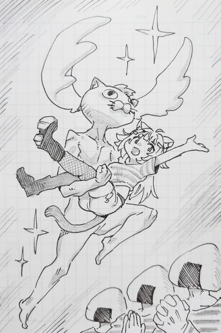 かわいい女の子とかわいい魑魅魍魎を描きました。
#絵かゆ 
