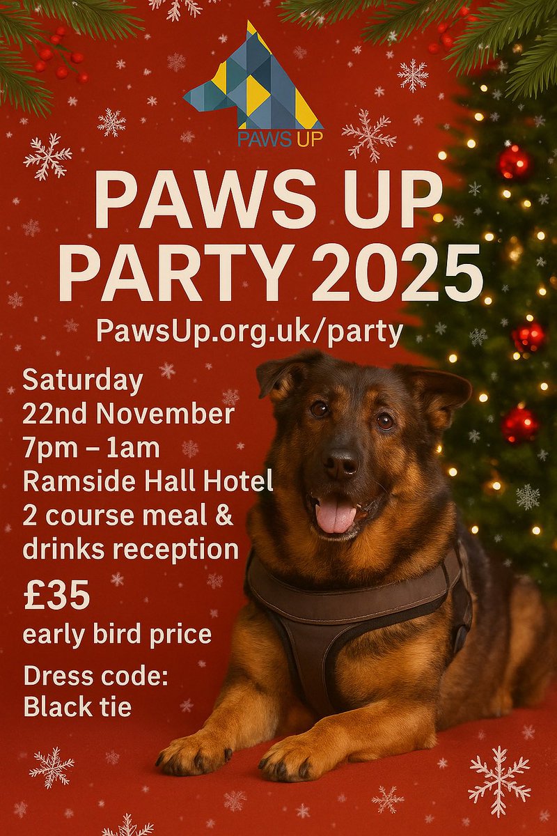 Tickets are now available for the 2025 PawsUp Party!

Discounted rooms are also available for party goers at Ramside Hall !

pawsup.org.uk/party.html