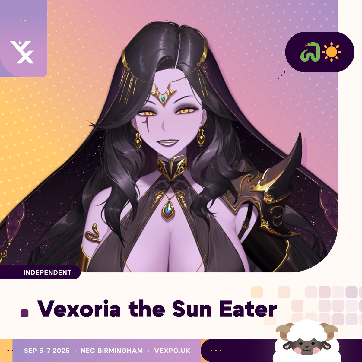 [Guest Announcement] 
She grew so big she ate the sun and took over the world - so of course we had to name the con after her (JK!) 🐍☀️

<a href="/VexTheSunEater/">Vexoria the Sun Eater🐍☀️Temp Health Hiatus!</a> makes her triumphant entry into VeXpo this September! Stay tuned or you might become a snacrifice....

#VeXpo2025